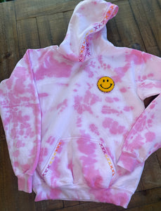 Pre Order Kids Tie Dye Hoodie with Smiley Face Patch