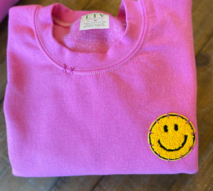 Pre Order Overdyed Pink Crewneck with a Smiley Face